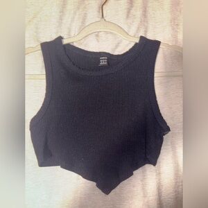 NWOT Black Ribbed Super Cropped Tank Top Lower in The Front then the Back